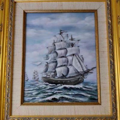 Signed Yanowitz Oil On Glass Painting 