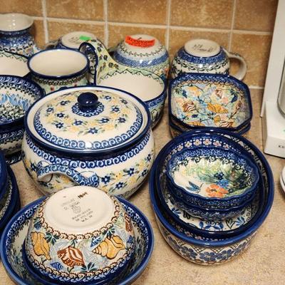 Stoneware Dish Set by Boleslawiec (Poland) w. COA ($595)