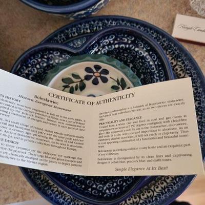 Stoneware Dish Set by Boleslawiec (Poland) w. COA ($595)