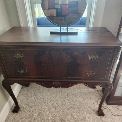 Chippendale Very High End Vintage Very Rare Unique Mahogany 3 Piece Kitchen Dining Room Furniture Set