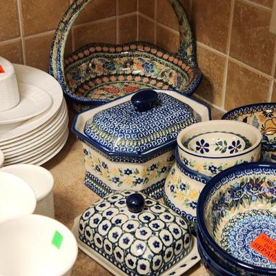 Stoneware Dish Set by Boleslawiec (Poland) w. COA ($595)