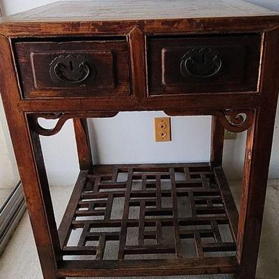 WWT067 - Vintage Asian Themed Bedside Wooden Table (1 of 2)