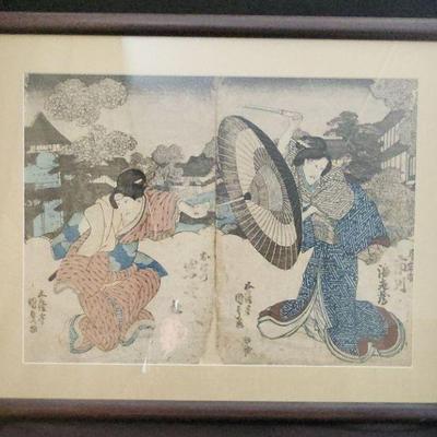 WWT084 - Antique Utugawa Kunisada Kabuki Themed Print c. 1800