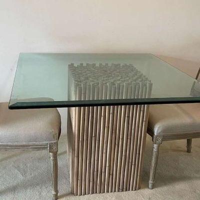 WWT114 - Bamboo Glass Top Table With Chairs 