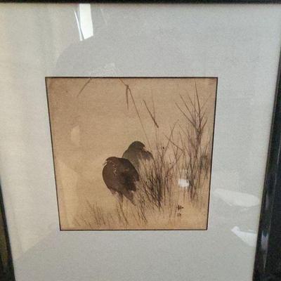 WWT100 - Vintage Asian Themed Wildlife Wood Block Print 