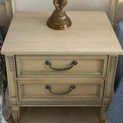French Provincial Night Stand Blond Wood 2 Drawers - Bedroom Set 2