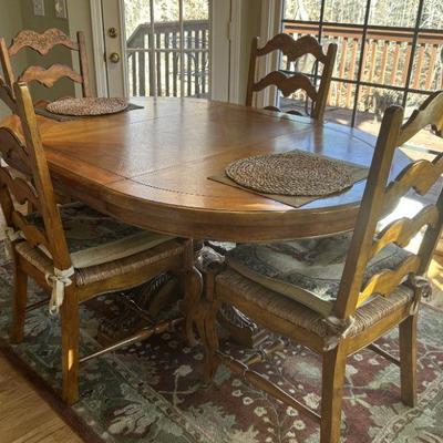 Dining Kitchen Table Oak with Pedestal Leg and 4 chairs
