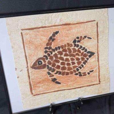 Tapa cloth painting of a tortoise