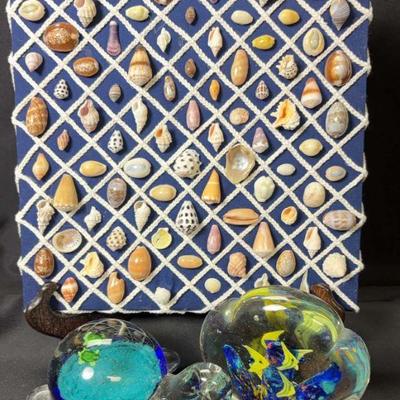 Small shell art piece blown glass ocean theme pieces