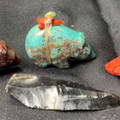 Zuni fetishes obsidian arrow head