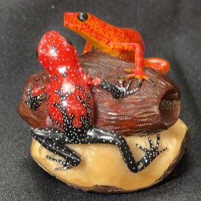 Tagua nut carving poison dart frog