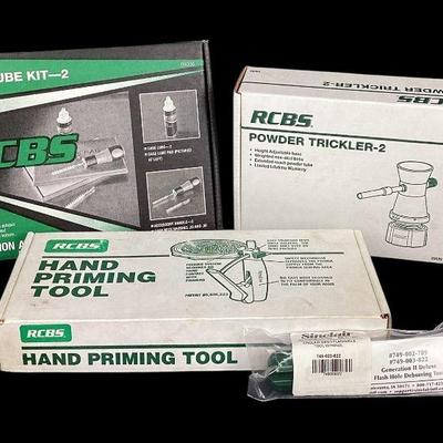 TEWA703 RCBS & Sinclair, Assorted Gun Powder Reloading Tools & More	RCBS Powder Trickler and Hand Priming Tool appear to be in working...