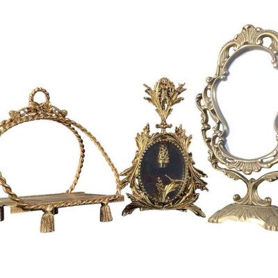 TICA621 Hollywood Recency Assortment	This lot includes Hollywood regency gold gilt towel holder and cherub ormolu perfume bottle with...