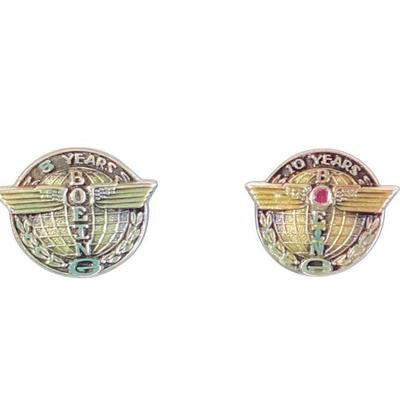 BEBO910 Solid 10K Gold Boeing Anniversary Pins	Two of the pins without their backs weigh approximately 3.58 grams. They measure...