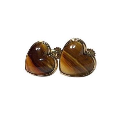 BEBO908 10K Gold And Stone Heart Shaped Clip On Earrings	Each earring measures approximately 0.5 x 0.5 inches.
