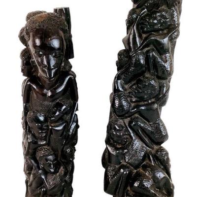 BEBO226 Tree Of Life, Makonde Family Tree Hand Carved Ironwood Statues	Two hand carved Ironwood statues, very heavy and African.
