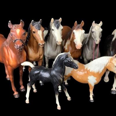 BEBO631 Breyer Horses Collection	This lot includes 8 horse figurines all with the Breyer mark. 
