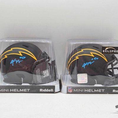 #1830 • (2) Chargers Kenneth Murray Signed Riddell Mini Helmets
