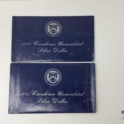 #1409 • (2) 1971 Eisenhower Uncirculated Silver Dollar Coins

