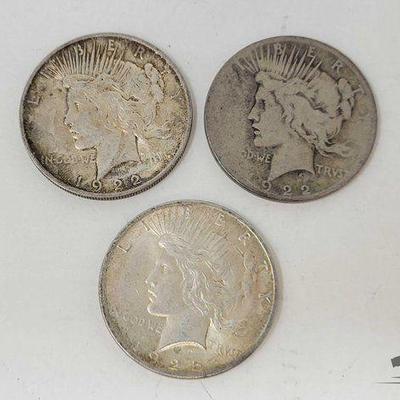 #1305 • (3) Peace $1 Dollar Coins
