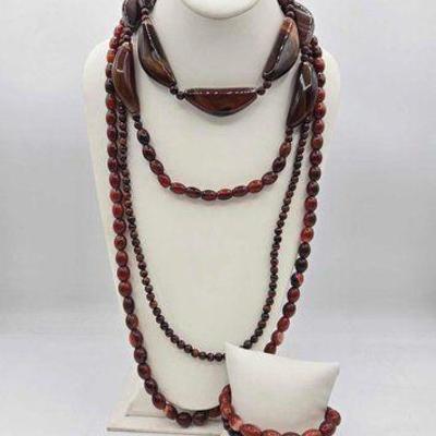 #1004 • Carnelian & Tigers Eye Necklaces & Bracelet, 410g
