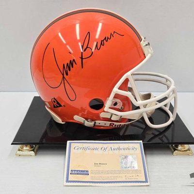 #1802 • Cleveland Browns Jim Brown Signed Riddell Helmet
