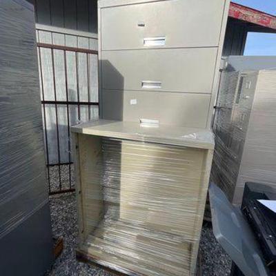 #90018 • (2) Metal Shelves and (1) Filing Cabinet
