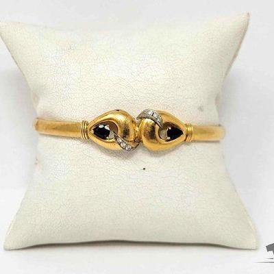 #710 • 14k Yellow Gold Diamond & Sapphire Bracelet, 13g
