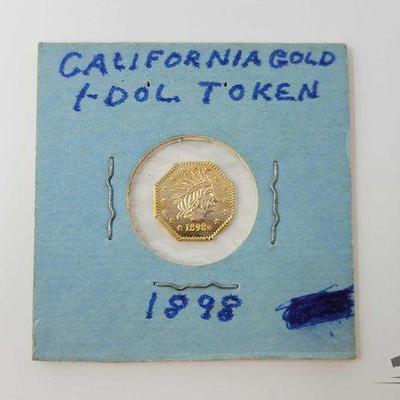 #1215 • Gold 1898 California $1 Dollar Token
