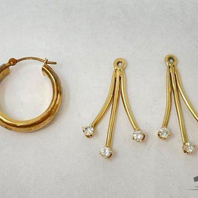 #717 • 14k Yellow Gold Hoop Earring & Diamond Accent Earring Jackets, 3g
