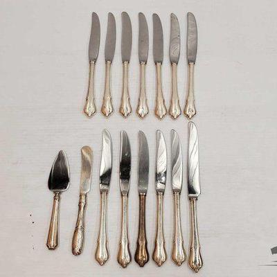 #1923 • (15) Sterling Silver Knife Handles with Stainless Steel Blades,...
