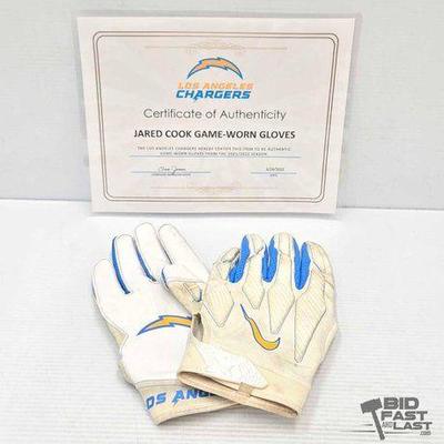 #1864 • Jared Cook Los Angeles Chargers Game Worn Gloves
