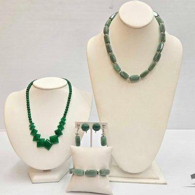 #1012 • Jade & Nephrite Necklaces, Earrings & Bracelet, 173g
