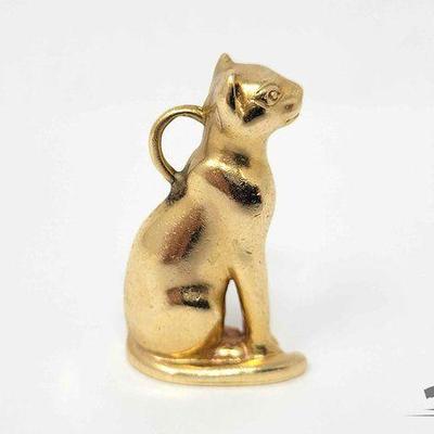 #706 • 14k Yellow Gold Cat Pendant, 23g

