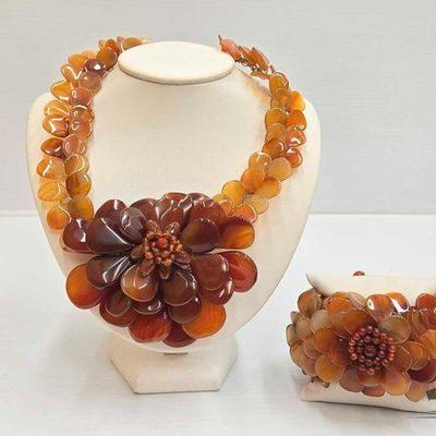 #1006 • Carnelian Agate Necklace & Matching Bracelet, 436g
