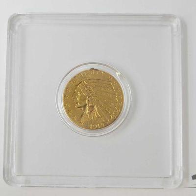 #1205 • Gold 1915 Indian Head $2.50 Dollar Eagle Coin
