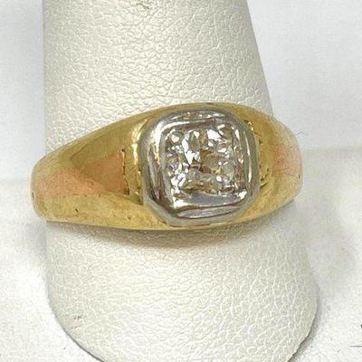 #713 • 14k Two-Tone Gold Diamond Center Ring, 8g
