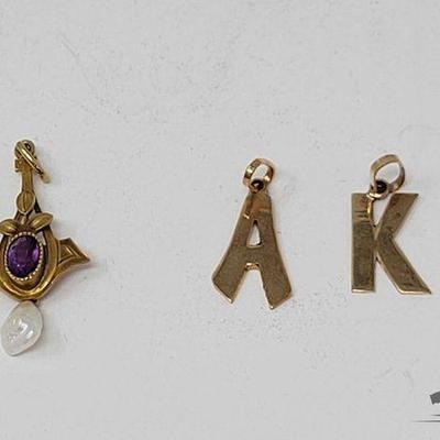 #735 • 14k Gold & 14k Gold with Amethyst Pendants
