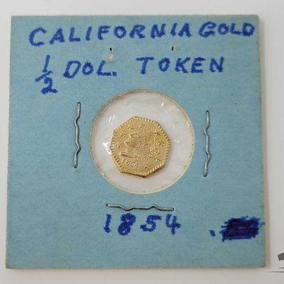 #1217 • Gold 1854 California 1/2 Dollar Token
