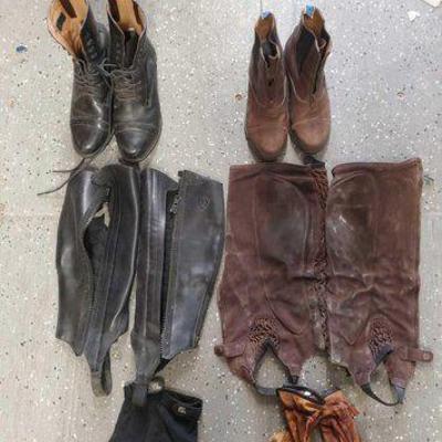 #5200 • Ariat Half Chaps, Boots and Riding Gloves
