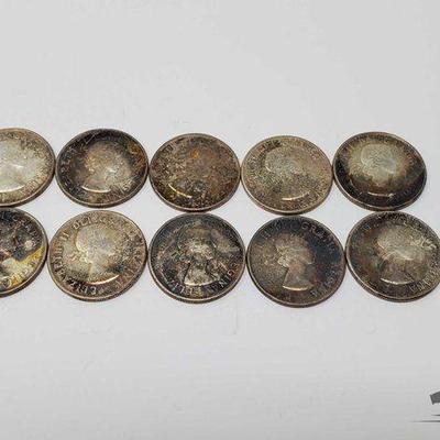 #1401 • (10) 1956-1962 Elizabeth II Dei Gratia Regina Canadian 50 Cents
