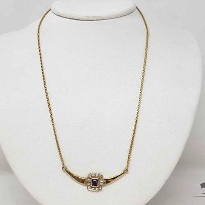 #720 • 14k Yellow Gold Amethyst & Semi-Precious Stone Necklace, 8g
