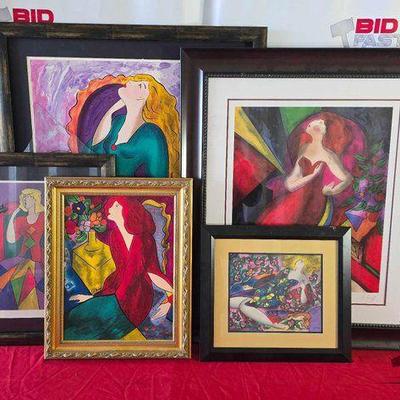 #2154 • (5) Linda Le Kinff Signed Framed Artworks
