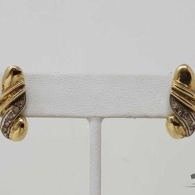 #727 • 14k Yellow Gold Earrings with Rhinestones, 4g
