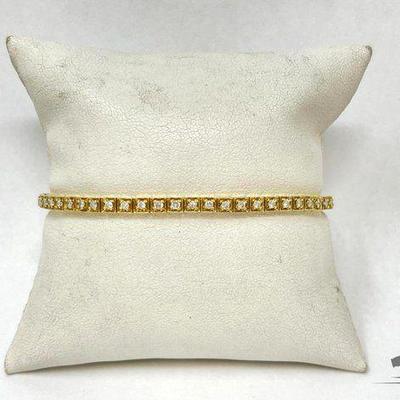 #709 • 14k Yellow Gold Diamond Tennis Bracelet, 10g
