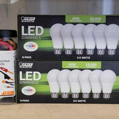 #5608 • Pack of Bungee Cords And (2) Boxes Light Bulbs
