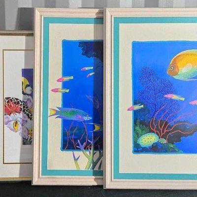 #2214 • (4) Ocean Themed Framed Artwork
