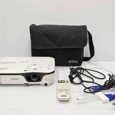 #1888 • Epson Projector, Remote, Power Cords & Bag
