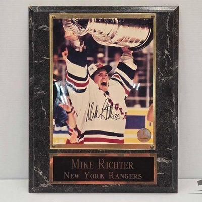 #1844 • Mike Richter New York Rangers Signed Framed Photo Plaque
