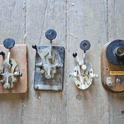 #10554 • (3) Morse Code Keys & (1) Western Electric Telephone
